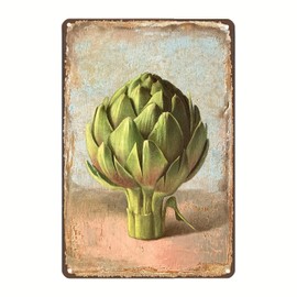 Artichoke Vintage Metal Sign - Iron Wall Hanging Retro Kitchen Decor, Multipurpose Tin Art Plaque for Home, Living Room, Bathroom - English Text, Weather-Resistant 12x8 inches