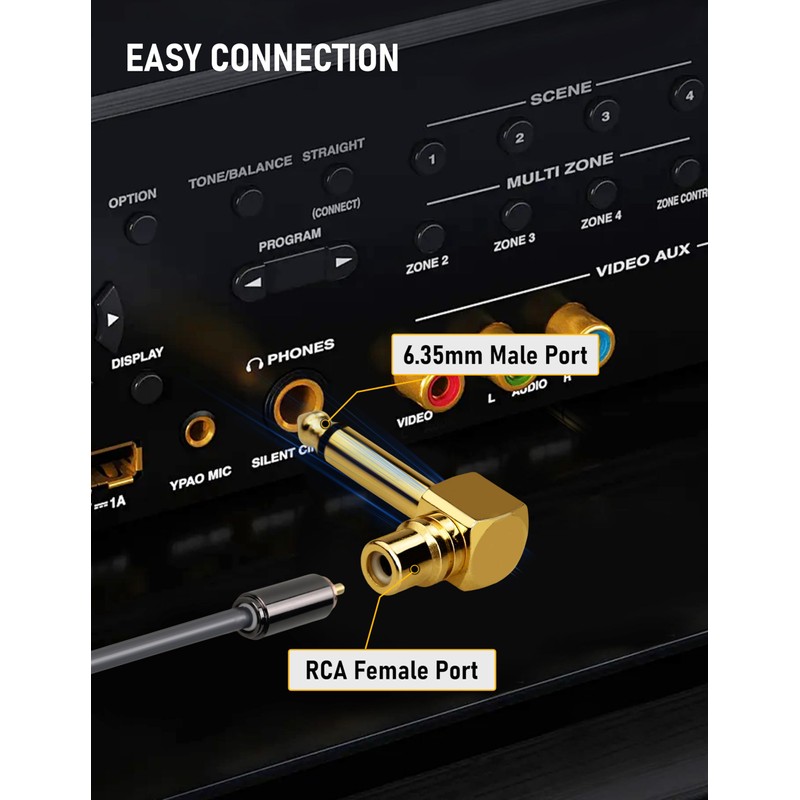FUNCONECT 2 Pack to 1/4" Audio Adapter, RCA Female to