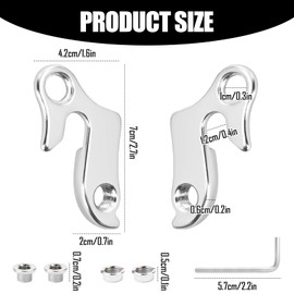 Pack of 2 Derailleur Hanger Bicycle Rear Hook Rear Derailleur Hanger Gear Hanger Bicycle Suspension Hook Adapter Mech Rear Derailleur Hook with Screws Aluminium Alloy Replacement Part for Mountain