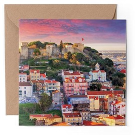 1 x Greeting Card - Lisbon Portugal Sao Jorge Castle - Blank Birthday Celebration Anniversary #51343