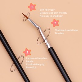 5pcs Bent Brush, Ultra Fine Angled Makeup Brushes with Soft Fiber Hair, Wet and Dry Dual Use, Thickened Metal Tube, for, Eyebrow Powder, Concealer