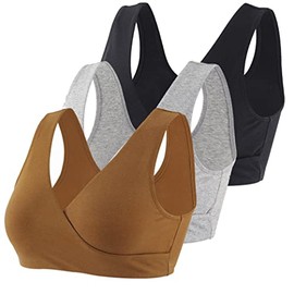 COLOMI Maternity Nursing Bras Seamless Nursing Bra for Sleeping Without Underwire for Women, Black+grey+olive/3pack