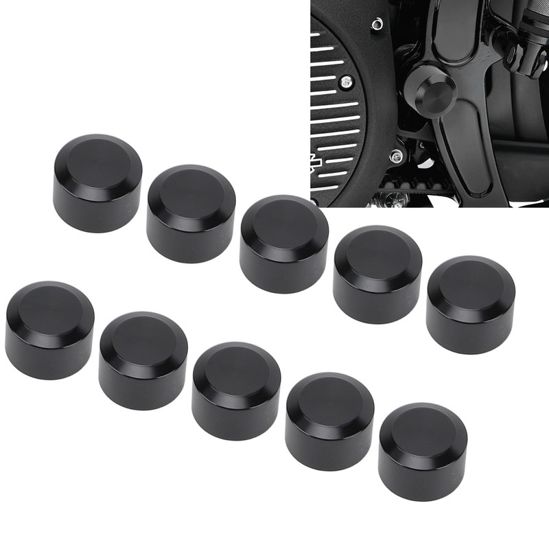 10PCS Motorcycle Head Bolt Cover Black Flat CNC Aluminum Engine