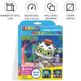DIAMOND DOTZ Dotzies Panda Time! Diamond Painting Kits for Adults - Kids Diamond Art Kits a Relaxing Creative Craft Kit with Dotz Gems 5.9x5.9