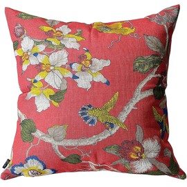 Kuai Cushion Cover 45cm 60cm 30x50cm Floral Oriental Antique Chinoiseri Asian Nordic Decor Polyester (45x45cm, Red)