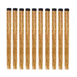 LiaSun 10Pcs/set Highlight Glitter Tinsel Hair Extensions Clip In - Colored Party Sparkling & Shiny Hair Extensions - Multi-Colors Hair Streak Bling Hairpieces (Champaign Gold)