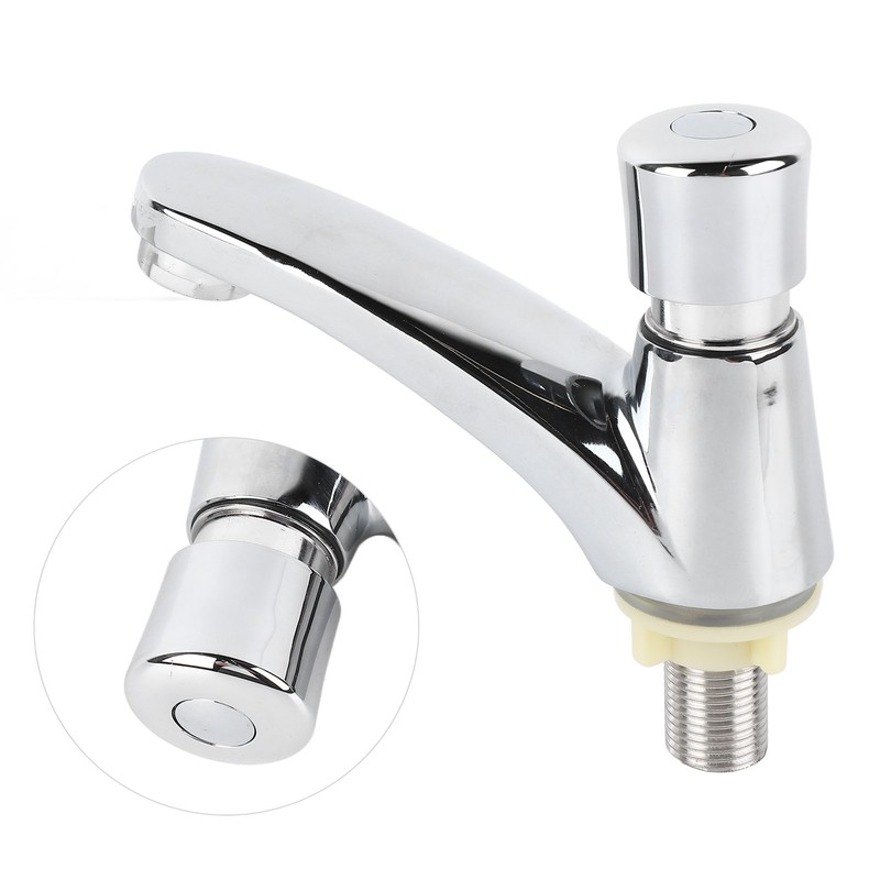 Time Delay Basin Sink Faucet Copper Alloy Push Switch Water