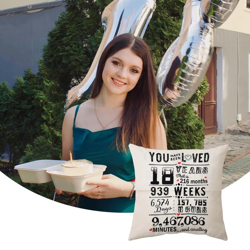 Funny 18th Birthday Gifts for Girls Boys Happy Birthday Pillow