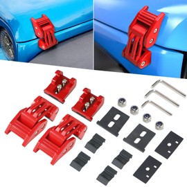 STANVEE Hood Latches JK Hood Locks Aluminum Hood Latches for 2007-2018 Jeep Wrangler JK JKU and 2007-2024 Jeep Wrangler JL JLU Gladiator JT (red)