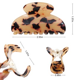 Medium Hair Clips for Women – Tortoise Shell & Leopard Print Claw Clips for Thin Thick Hair | Celluloid Jaw Clamps | Small Hair Accessories for Girls 3Pcs