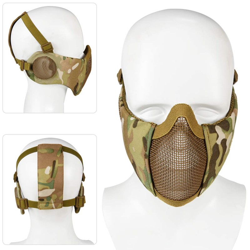 Airsoft Mask with Goggles, Foldable Half Face with Ear Protection