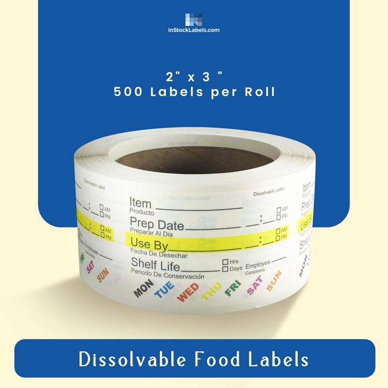 InStockLabels Dissolvable Food Labels - 2” x 3” (500 Labels)