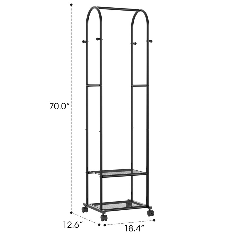 Clothes Rack - Space-Saving Clothing Rack with Wheels, 2-Tier Dense