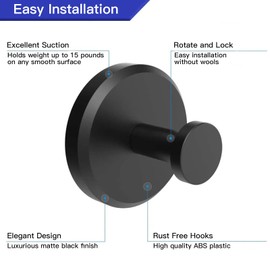 Mozziibazy 4 pcs Suction Cup Hooks, Stainless Steel Suction Shower Hooks for Bathroom Shower Towel Holders Hanging Loofah, Robe, Coat