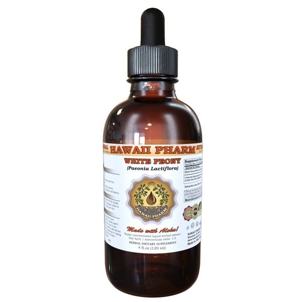 HawaiiPharm White Peony Organic White Pony (Paeonia Lactiflora) Tincture, Herbal Supplement, Made in USA, 4 fl.oz