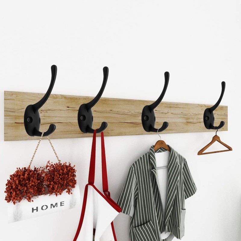 IBosins 12 Pack Black Coat Hooks Wall Mounted with 24