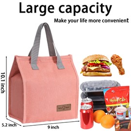 FERNYE Lunch Bags for Women/Men,Waterproof Reusable Portable Lunch Tote,Designed for Adults,Students,Thermal Cooler Bag Ideal for Work/School/Travel/Picnic (Pink)