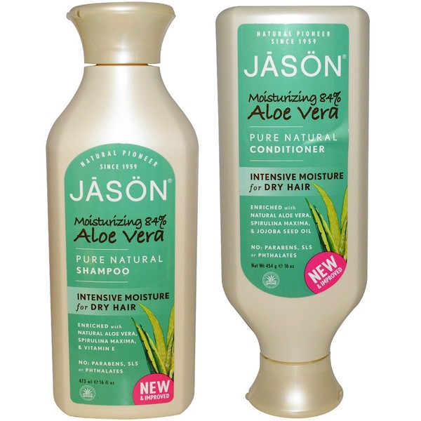 JASON All Natural Organic Aloe Vera Shampoo and Conditioner Bundle with Dry Hair Treatment Product, Calendula, Chamomile and Grapefruit, No Sulfates, No Parabens, Vegan, 16 fl oz each