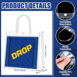 Supervitae 36 Pcs Video Game Drop Clear Favor Bags with Handle Reusable Plastic PVC Military Battle Gift Bag Goodies Treats Totes for Birthday Wedding Christmas Party Supplies, 8 x 8 x 3.15 Inch