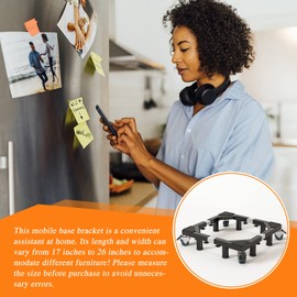 Chinchilla Heavy Duty All Stainless Steel Mobile Fridge Stand Base, Washing Machine Stand with Wheels, Adjustable Furniture Dolly for Washer, Refrigerator and Dryer