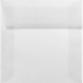 LUX Paper Square Invitation Envelopes for 4 3/4 x 4 3/4 Cards in Clear Translucent, Printable Envelopes for Invitations, with Peel & Press Seal, 50 Pack, Envelope Size 5 x 5 (Clear)