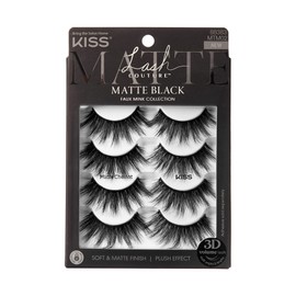 KISS Matte Black, False Eyelashes, 'Matte Cheviot', 18mm-20mm, Includes 4 Pairs Of Lashes, Easy to Apply, Reusable Lash Clusters
