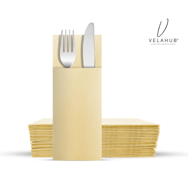 VelaHub Airlaid 50 Cutlery Napkins, High-Quality Disposable Napkins, 32 x