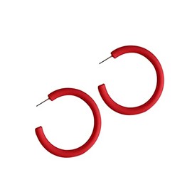 80 90s Colorful Big Star C Shape Hoop Earrings Neon Frosted Geometric Candy Color Dangle Drop Piercing for Women Costume Accessory Party-Red Circle