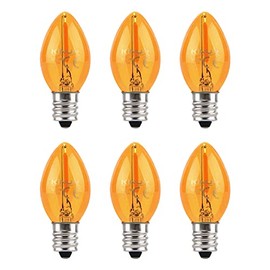 KINUR Night Light Bulbs, C7 LED Bulbs E12 Candelabra Base Amber 2200K, 1 Watt Equivalent 10W Incandescent Bulb, Salt Lamp and Window Candles & Chandeliers Replacement Bulb 6 Pack (6, Amber)