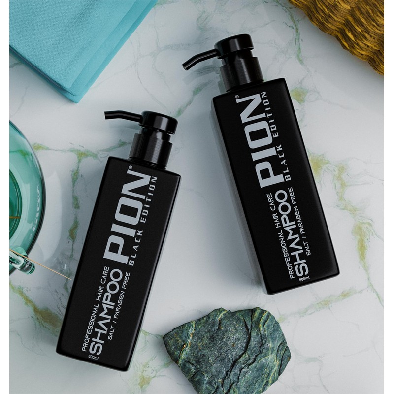 Pion Black Edition Shampoo - Extra Moisturising Keratin, Salt and