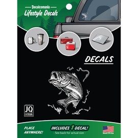 Action Bass Fish Decal - Large White Bass Fishing Vinyl Sticker for Car Window Truck Bumper Laptop