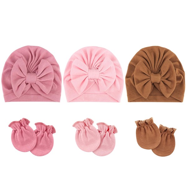 DRESHOW Newborn Baby Hats Mittens Set Hospital Hat Beanie Infant