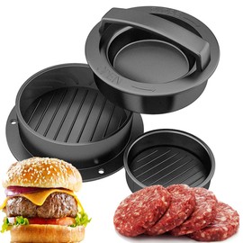 iPstyle Burger Press Patty Maker, Non-Stick Hamburger Mold Kit for Easily Making Delicious Stuffed Burgers, Regular Beef Burger and Perfect Shaped Patties, Best Indoor Kitchen Gadgets Cooking (Black)