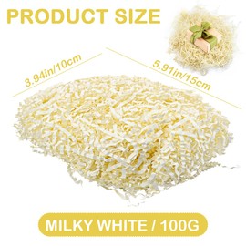 UPIQNG 100g Crinkle Paper Cut Packing Paper Shred Filler Basket Filling Paper Cushioning Crinkle Paper for Gift Wrapping Packing,Milky White