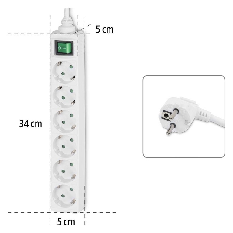 Hama Multiple Socket Strip, 6 Sockets