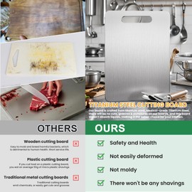 3 Pack, 100% Pure Titanium Cutting Board - Non-Slip Kitchen Chopping Board, Dishwasher Safe, Scratch Resistant, Easy to Clean, Durable & Hygienic for Meat, Vegetables, and Fruits (M+L+XL）