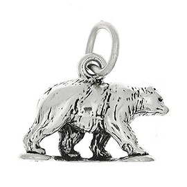 LGU Sterling Silver Oxidized 3D Grizzly Bear Charm