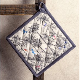 Maison d' Hermine Hot Pads 100% Cotton Set of 2 Pot Holders with Loop Heat Resistant Potholders, Grilling, Barbeque, Handling Hot Pans, Holly Time - Thanksgiving/Christmas(8"x8")