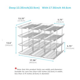 GLAMFORT Stackable Can Organizer for Pantry, 3-Tier Storage Rack, 36 Can Capacity, Clear (Clear 3 * 4 Tire)