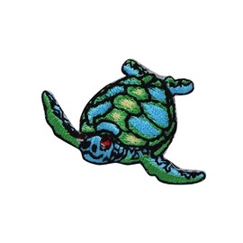 Mini - Small Sea Turtle - Facing Left - Embroidered Iron on Patch