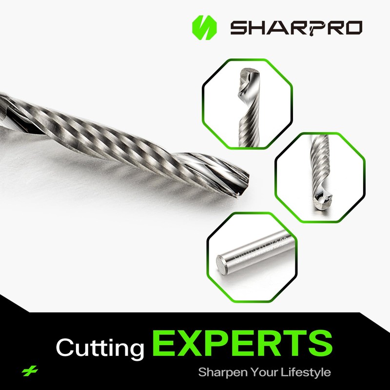 SHARPRO O Flute Upcut Spiral Rouer Bits 1/8 Inch Shank