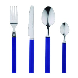 RB Renberg Funny Blue - Cover Game 24 Pieces Stainless Steel - 6 Spoons - 6 Forks - 6 Knosters - 6 Teaspoons - Tumble Ready - Blue Colour