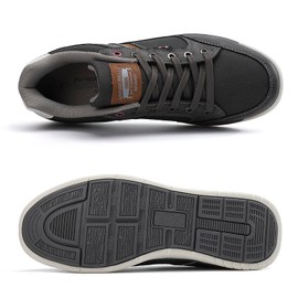 Mens Trainers Casual Shoes Fashion Leather Canvas Sneakers Lace Up Grey 9