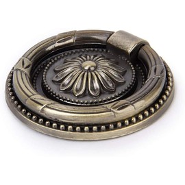 YankMooM Antique Drawer Pulls Bronze Dresser Pull Rings Round Drawer Handles Vintage Cabinet Knob 1.77 Inch for Nightstand Cupboard Cabinet(6 Pack)