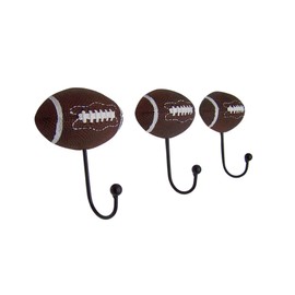Wowser Football Wall Hooks, Set of 3, Sporty Interior Design, Wall Mounted Decor, 5 Inches