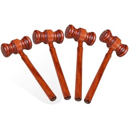 Wooden Gavel, 4 Pcs 6.7 Inch Maroon Handmade Judge Hammer for Court (4)
