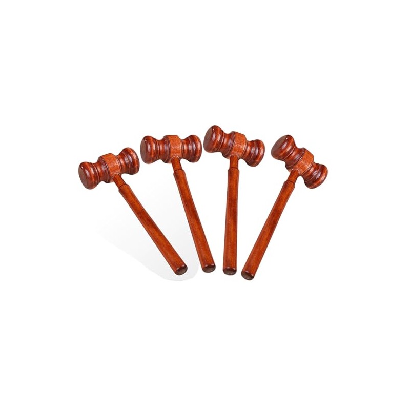 Wooden Gavel, 4 Pcs 6.7 Inch Maroon Handmade Judge Hammer
