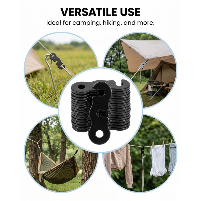 VAEIORP Wind Rope Tensioners 20 Pieces Aluminium Alloy Black Special