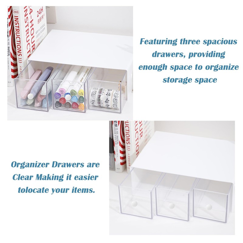 PRITOK Tea Box with 3 Drawers: Plastic Tea Bag Boxes,