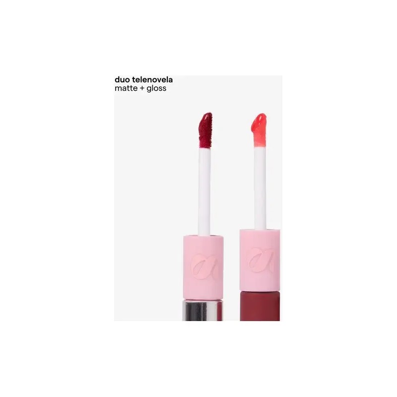 Labial Sarelly Dúo Telenovela con Estuche: Matte Rojo Quemado y